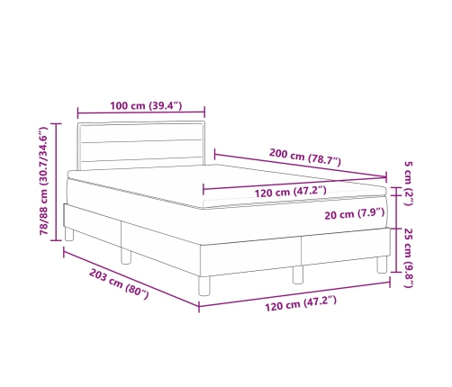 Cama Box Spring con Colchón Topo 120x200 cm Tela