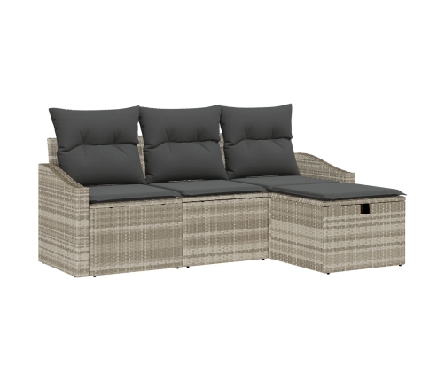 Conjunto de 4 Piezas de Sofá de Jardín con Cojines Gris Claro Rattan