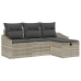 Conjunto de 4 Piezas de Sofá de Jardín con Cojines Gris Claro Rattan