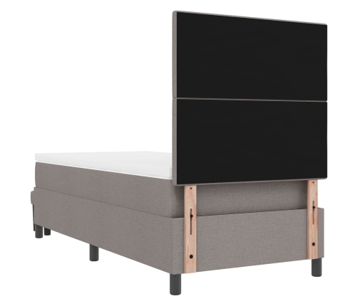 Cama con Somier con Colchón y Banco Taupe 100x200 cm Tela