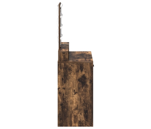 Mesa de tocador  con luces LED en roble ahumado 79x41x140 cm