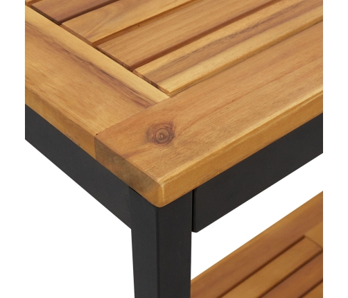 Mesa de Exterior  Natural y Negra 35x80x75 cm de Madera Sólida y Acero