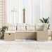 Conjunto de Sofá de Jardín de 6 Piezas con Cojines Beige de Ratán