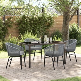 Conjunto de comedor de jardín de 5 piezas  Gris Poliratán