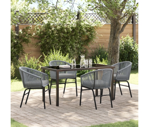 Conjunto de comedor de jardín de 5 piezas  Gris Poliratán