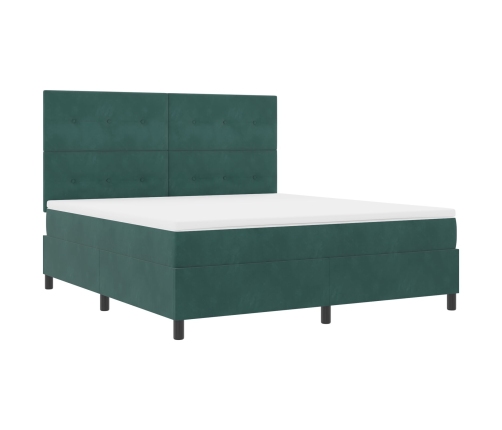 Cama con somier y colchón verde oscuro de  tamaño súper king de terciopelo
