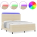 Cama con base de muelles con colchón y LED Crema 140x200 cm Tela