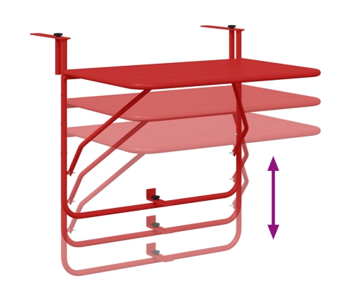 Mesa de balcón plegable  roja 60x40 cm de acero