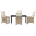 Set de Comedor de Jardín de 5 Piezas con Cojines Beige Poliratán
