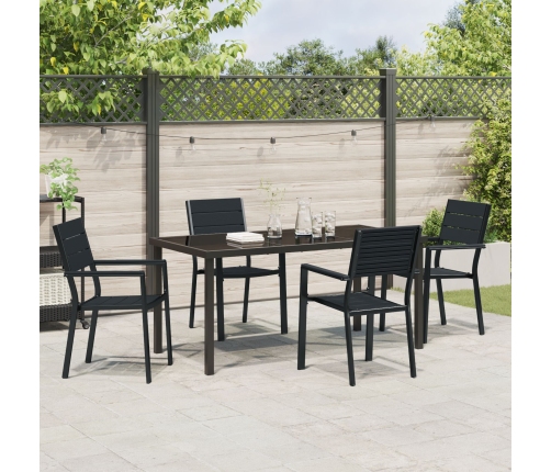 Conjunto de Comedor de Jardín de 5 Piezas Negro HDPE