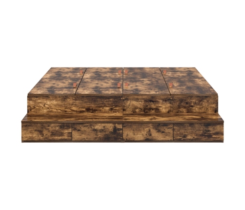 Estructura de Cama con Almacenamiento  Roble Ahumado Madera