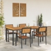 Conjunto de Comedor de Jardín de 5 Piezas Negro, Marrón Metal, Madera