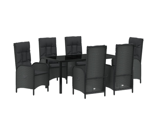 Set de Comedor de Jardín de 7 Piezas  Negro Rattan Versátil