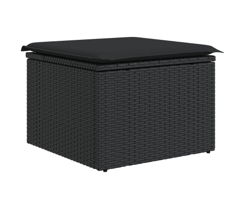 Set de Sofá de Jardín  6 Piezas Negro y Tono Madera