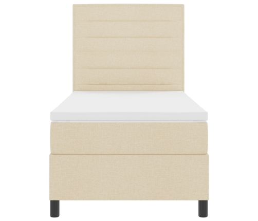 Cama con somier  con colchón crema 90x200 cm tela