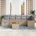 Conjunto de Sofás de Jardín  de 8 piezas con Cojines Beige Poliratán