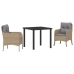 Conjunto de comedor de jardín  de 3 piezas con cojines Beige Poliratán