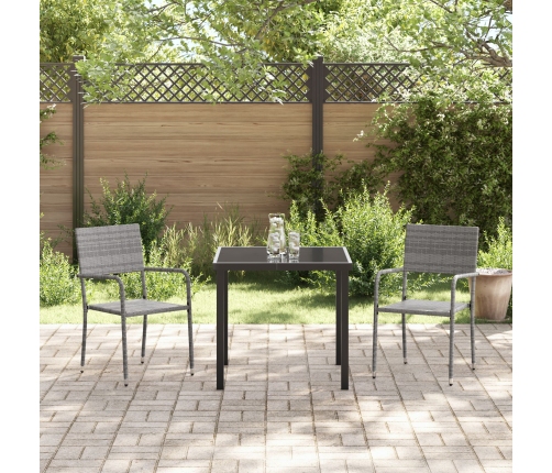 Set de Comedor de Jardín  de 3 Piezas Gris Poliratán