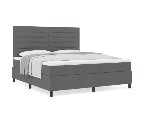 Cama con Base de Muelles  con Colchón Gris Oscuro Super King Tela