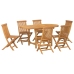 Conjunto de 7 Piezas de Comedor de Jardín de Madera Sólida de Teca