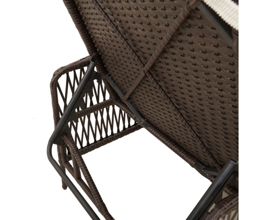 Tumbona Marrón y crema Ratán PE 157 x 55 x 92 cm Plegable