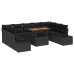 Set de Sofás de Jardín  Juego de 10 Negro Ratán, Aluminio
