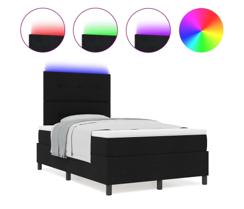 Cama con base y colchón y luz LED negra 120x200 cm tela