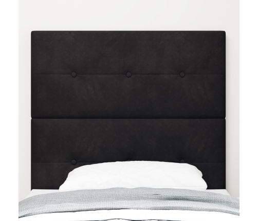 Cabecera  con botones, tapizada en terciopelo negro de 90 cm