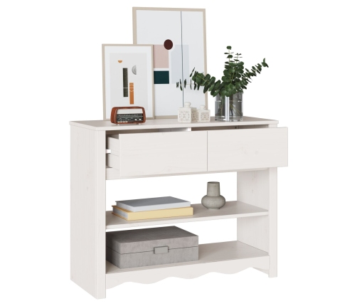 Mesa Consola  ""DRAMMEN"" Blanca 89,5x37x73 cm Madera Sólida de Pino