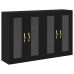 Gabinete Montado en la Pared Set de 2 Roble Negro Madera, Vidrio