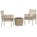 Conjunto de bistro de jardín de 3 piezas  con cojines Beige de polirratán