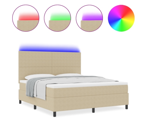 Cama Tapizada  con Colchón y Luz LED Verde Gris Rey Super Acanalado
