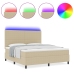 Cama Tapizada  con Colchón y Luz LED Verde Gris Rey Super Acanalado