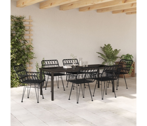 Conjunto de Comedor de Jardín  de 7 Piezas Negro Poliratán