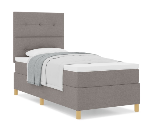 Cama Base Tapizada con Colchón Taupe 100x200 cm Tela