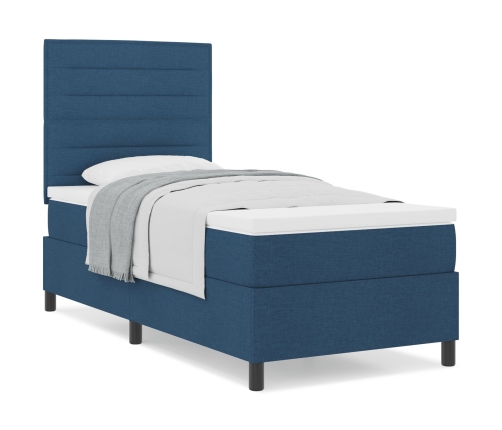 Cama con Somier y Colchón Azul 100x200 cm Tela