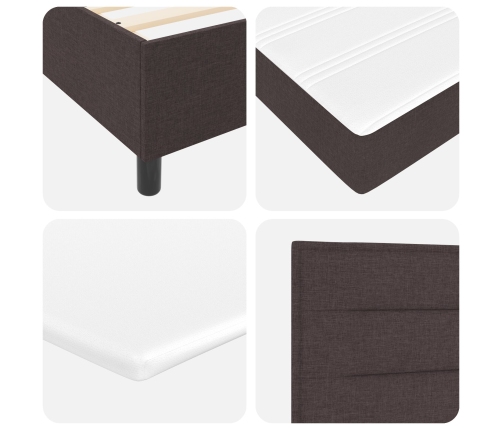 Cama con Estructura de Caja  con Colchón y Banco Marrón Oscuro 100x200 cm Tela