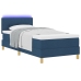 Cama Box Spring con Colchón y LED Azul 100x200 cm Tela
