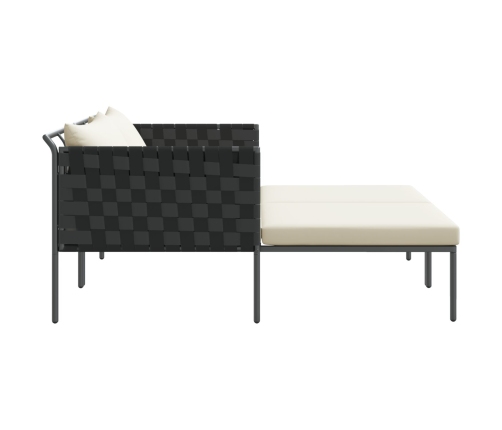 Tumbona  con cojines para 2 personas color antracita 115x153x69,5 cm de acero