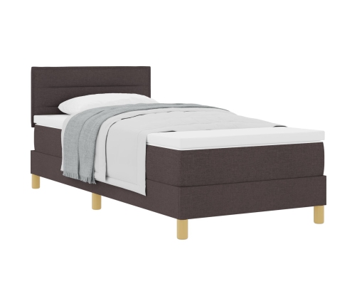 Cama con somier  con colchón marrón oscuro 100x200 cm Tela