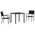 Set de comedor de jardín  de 3 piezas de ratán polimérico negro