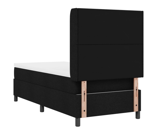 Cama Box Spring  con Colchón y LED Negro 90x200 cm Tela