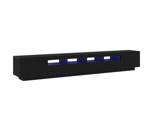 Mueble para TV  con luces LED Negro Roble 260x35x40 cm de madera
