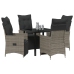 Set de Comedor de Jardín de 5 Piezas con Cojines Gris Polirratán