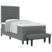 Cama Box Spring  con Colchón y Banco Gris Oscuro 90x200 cm Tela
