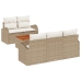 Conjunto de Sofá de 6 Piezas  con Cojines Beige Polirratán Acacia