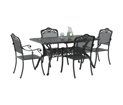 Set de 3 Negro Aluminio Fundido Mesa para 4 Personas Duradera