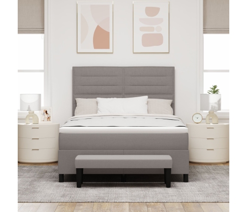Cama con somier  con colchón y banco taupe 140x200 cm tela