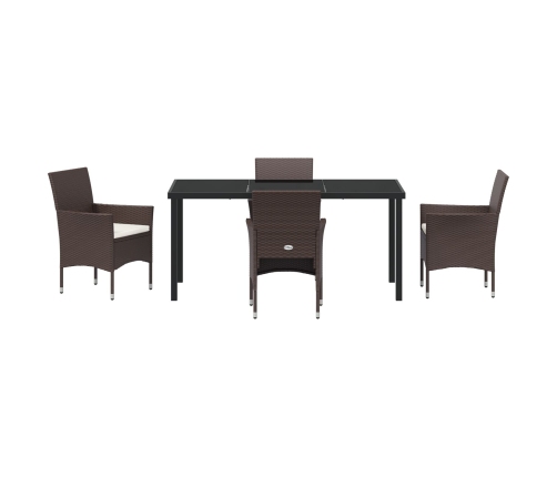Conjunto de Comedor de Jardín  de 5 Piezas Marrón Poliratán