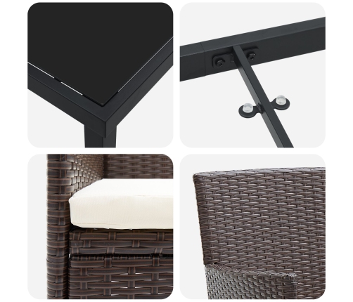 Set de Comedor Jardín  9 Piezas Marrón Poliratán